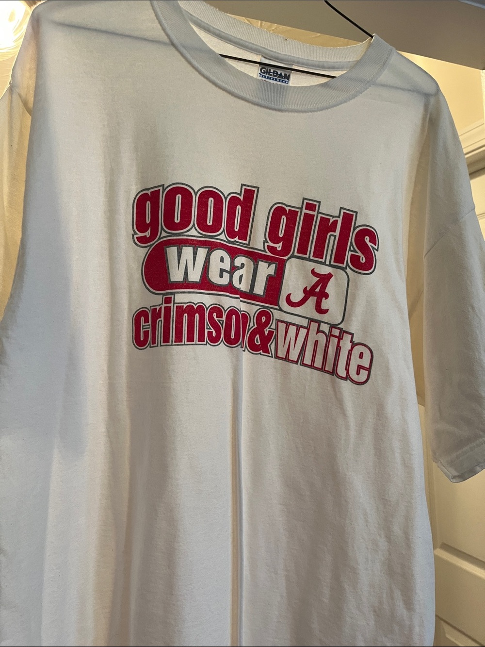 Gildan White Kids Tee with Crimson Graphic
